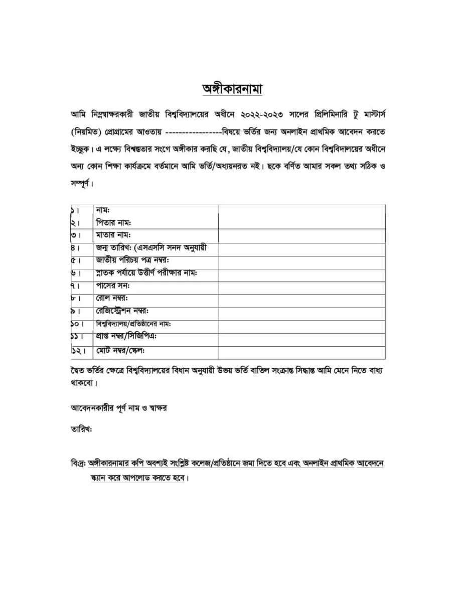 National University Masters Ongikarnama 2025 PDF 2 National University Masters Ongikarnama 2025 PDF